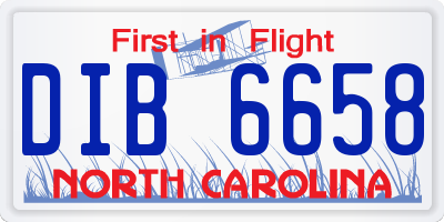 NC license plate DIB6658