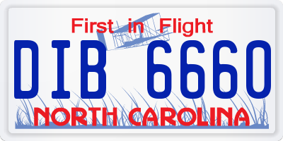 NC license plate DIB6660