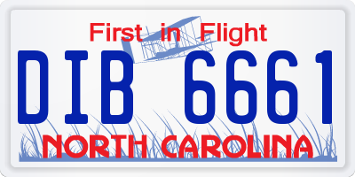 NC license plate DIB6661