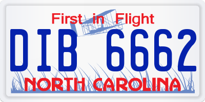 NC license plate DIB6662