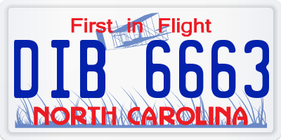 NC license plate DIB6663