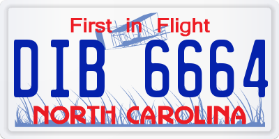 NC license plate DIB6664