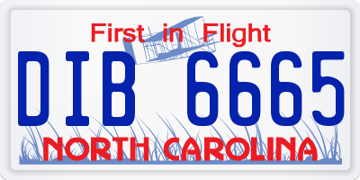 NC license plate DIB6665