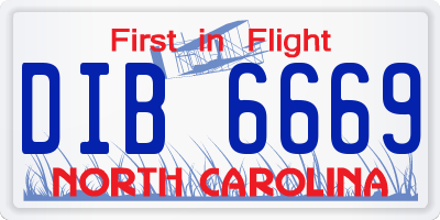 NC license plate DIB6669