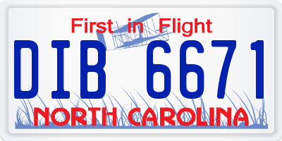 NC license plate DIB6671