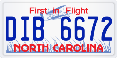 NC license plate DIB6672