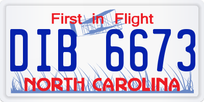 NC license plate DIB6673