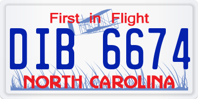 NC license plate DIB6674