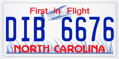 NC license plate DIB6676