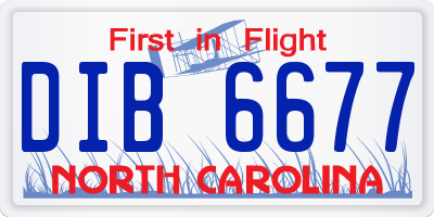 NC license plate DIB6677