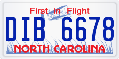 NC license plate DIB6678