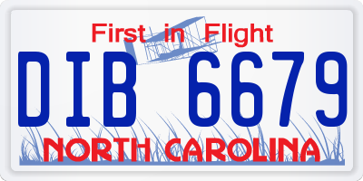 NC license plate DIB6679