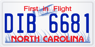 NC license plate DIB6681