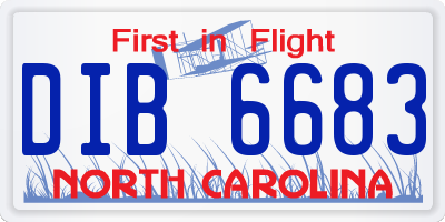 NC license plate DIB6683