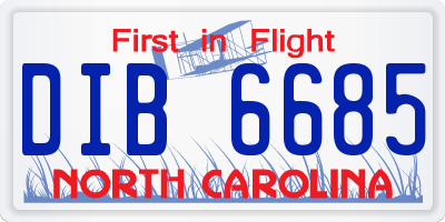 NC license plate DIB6685