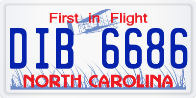 NC license plate DIB6686