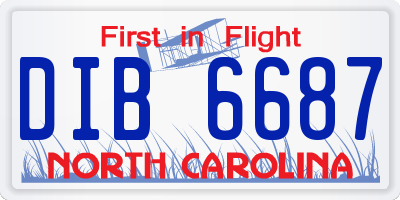 NC license plate DIB6687