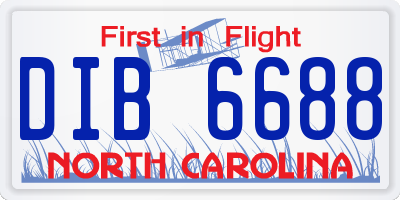 NC license plate DIB6688