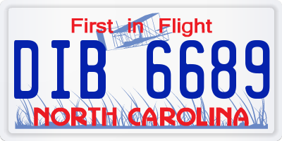 NC license plate DIB6689