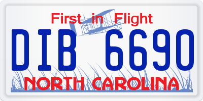NC license plate DIB6690