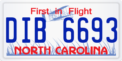 NC license plate DIB6693