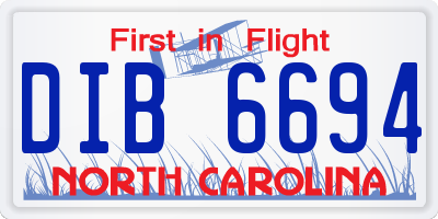 NC license plate DIB6694