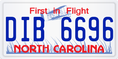 NC license plate DIB6696