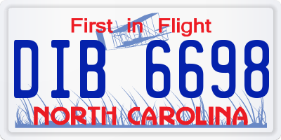 NC license plate DIB6698