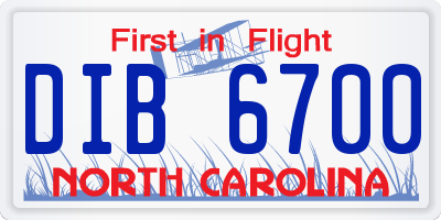 NC license plate DIB6700