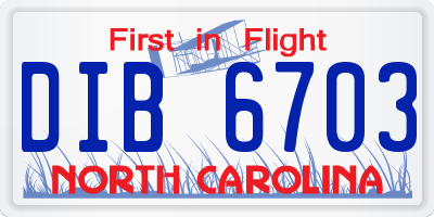 NC license plate DIB6703