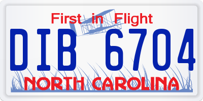 NC license plate DIB6704