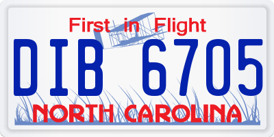 NC license plate DIB6705