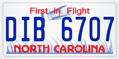 NC license plate DIB6707