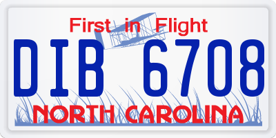 NC license plate DIB6708