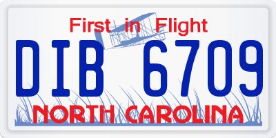 NC license plate DIB6709