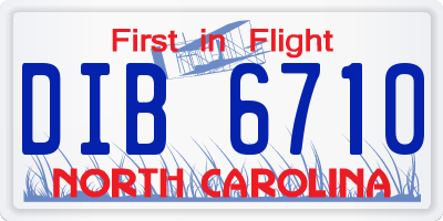 NC license plate DIB6710