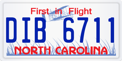 NC license plate DIB6711