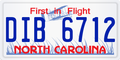 NC license plate DIB6712