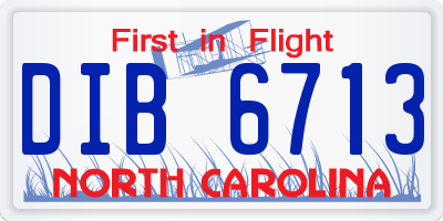 NC license plate DIB6713