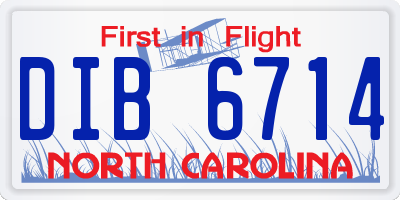 NC license plate DIB6714