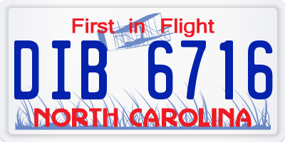 NC license plate DIB6716