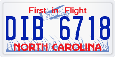 NC license plate DIB6718