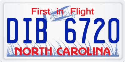 NC license plate DIB6720