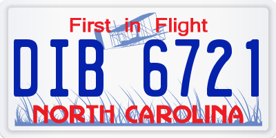 NC license plate DIB6721