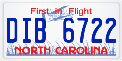 NC license plate DIB6722