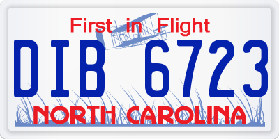 NC license plate DIB6723