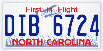 NC license plate DIB6724