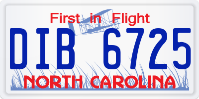 NC license plate DIB6725