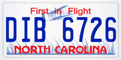 NC license plate DIB6726