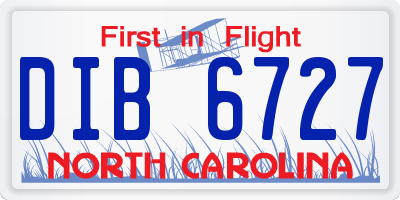 NC license plate DIB6727